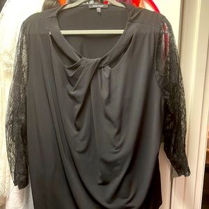 NWOT black gorgeous shirt. Detailed neckline.